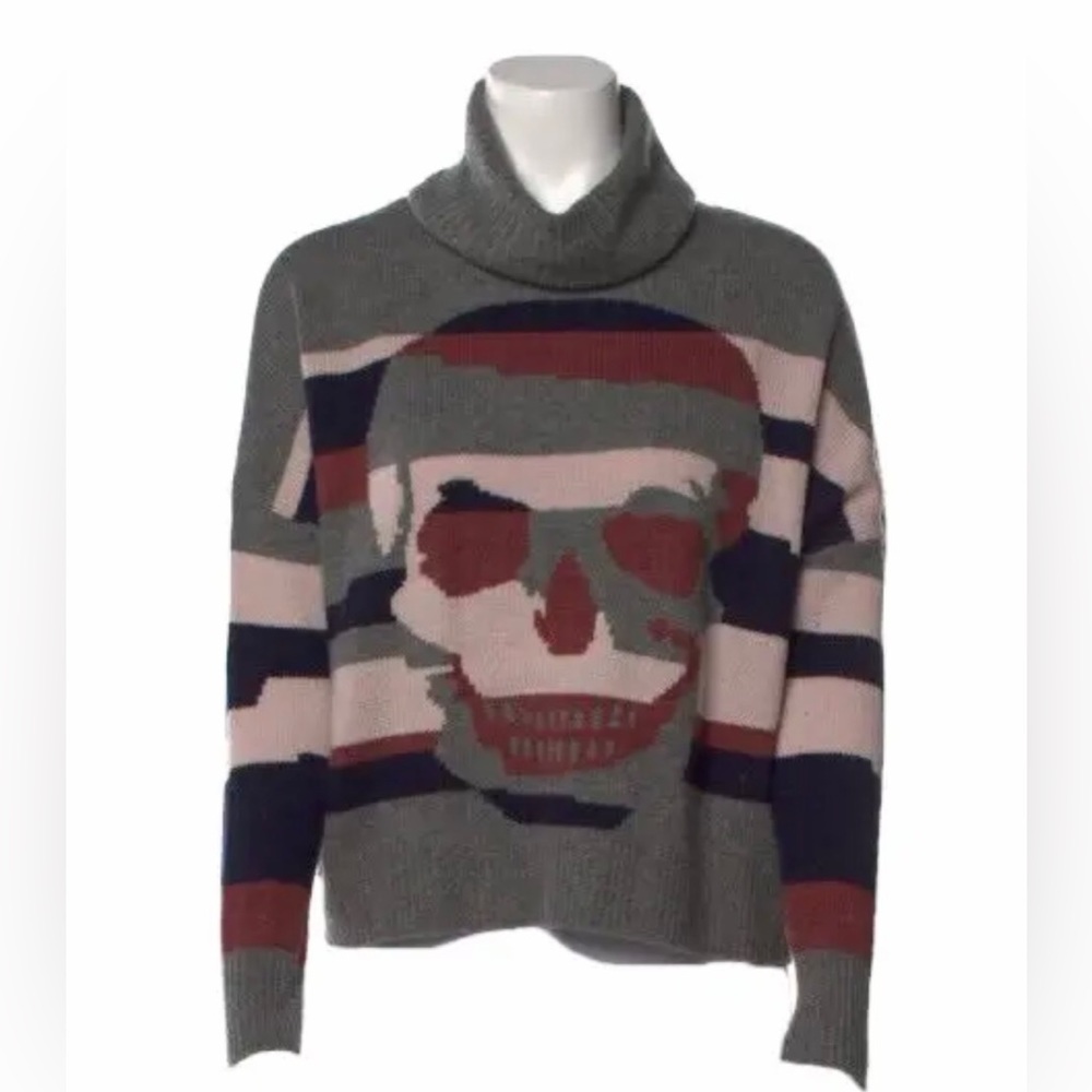 skull cashmere new with tag multi color turtleneck size XS